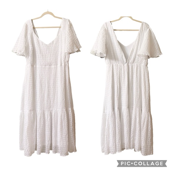 ARULA Dresses & Skirts - Arula Boho / Bohemian butterfly sleeve midi white dress size 2X